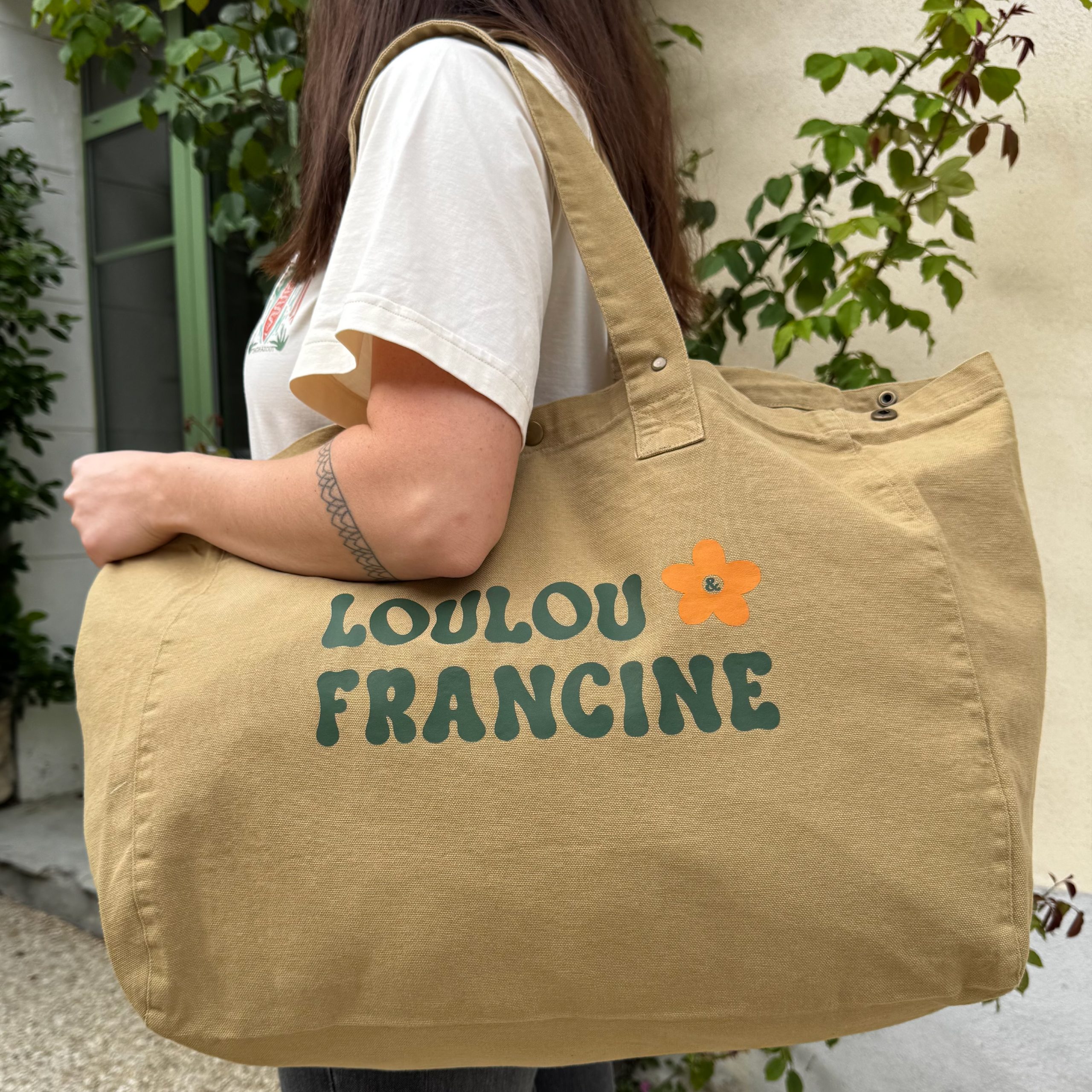 Sac cabas à pression vert olive – Image 2