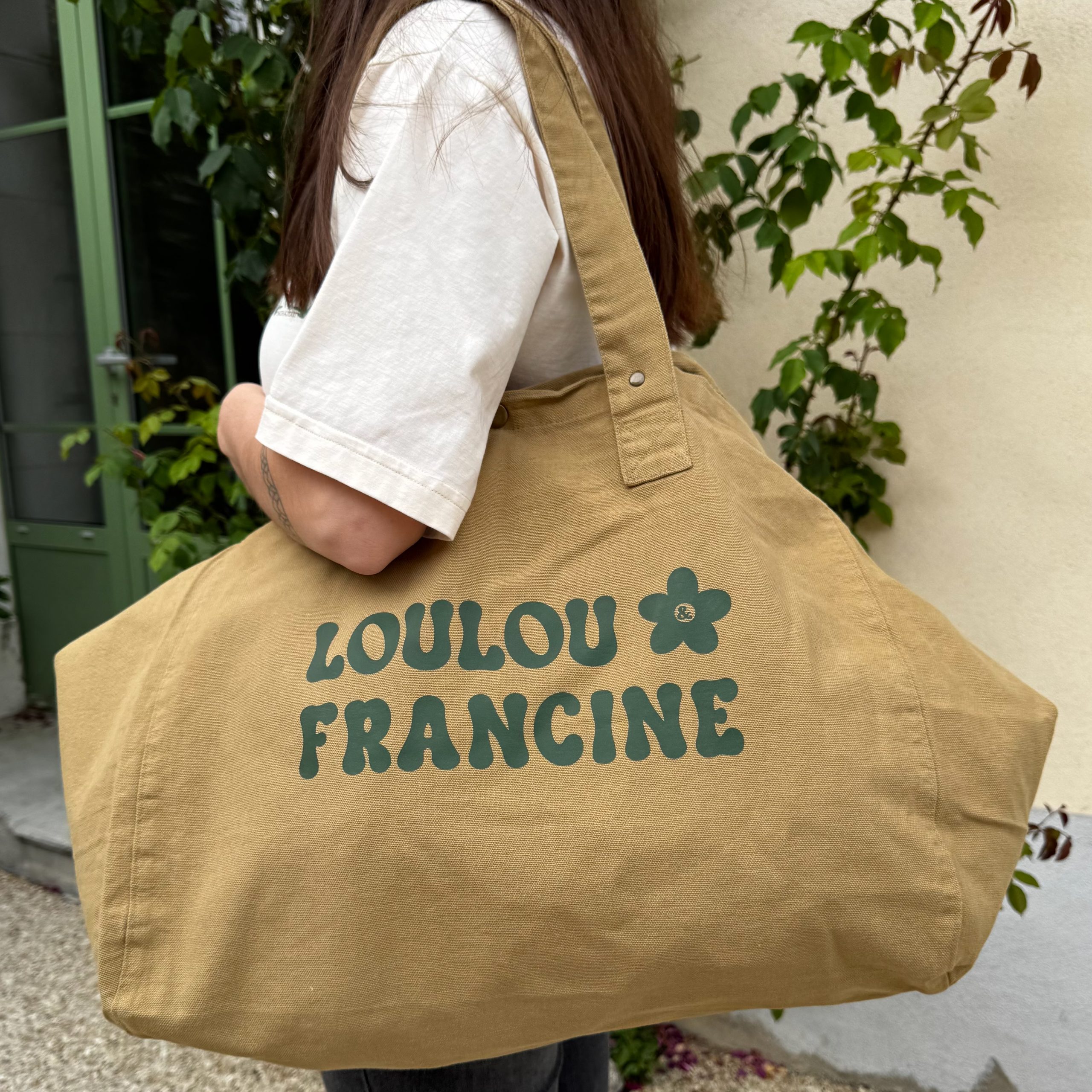 Sac cabas à pression vert olive
