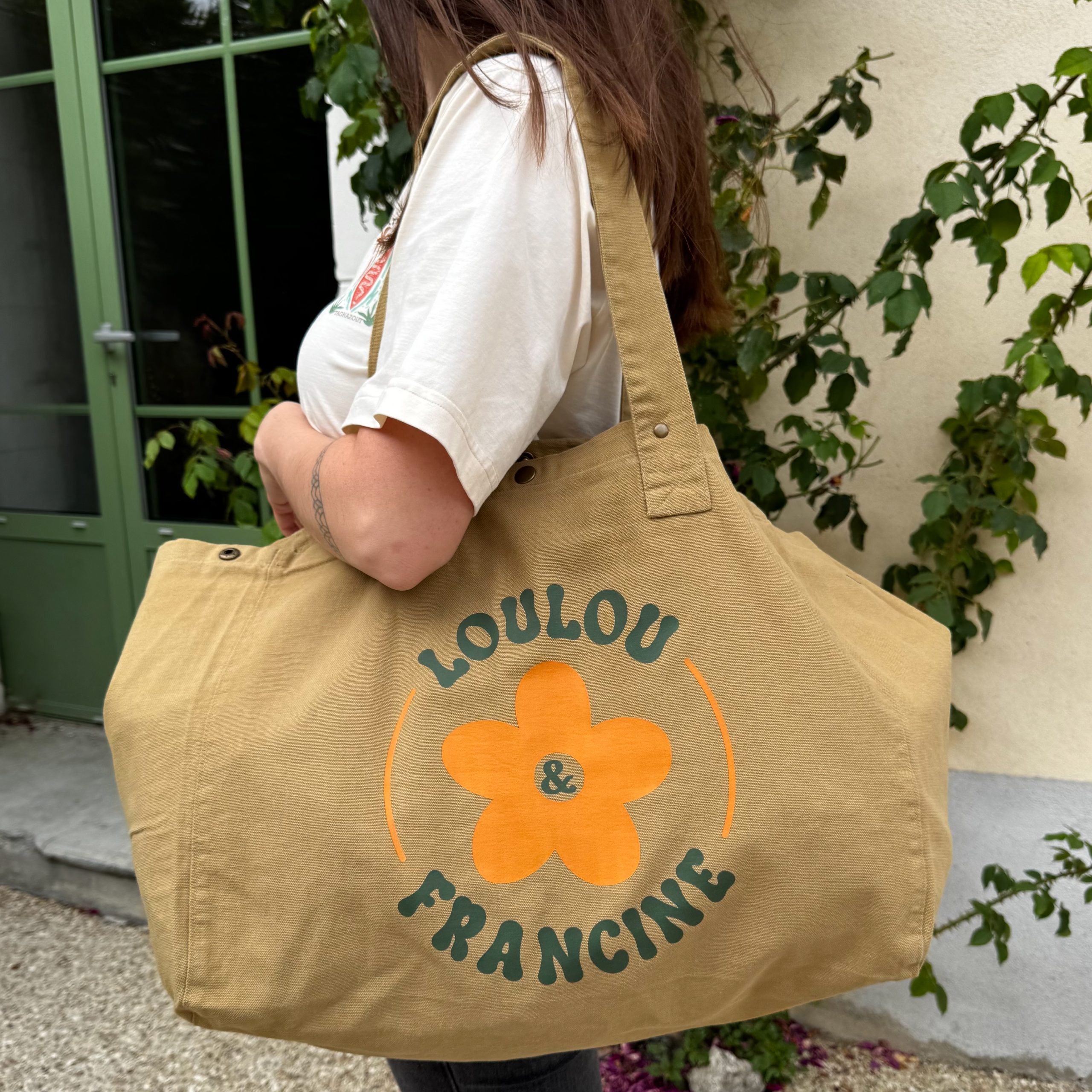 Sac cabas à pression vert olive – Image 2