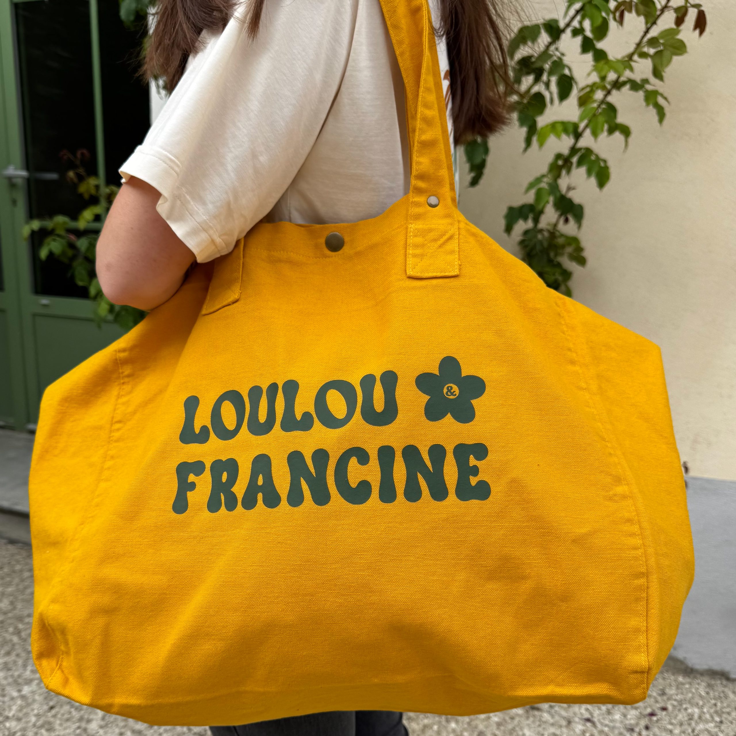 Sac cabas à pression jaune